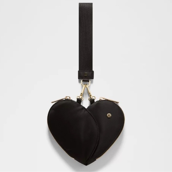 lululemon athletica Handbags - Lululemon Dual Pouch Wristlet Heart in Black and Gold